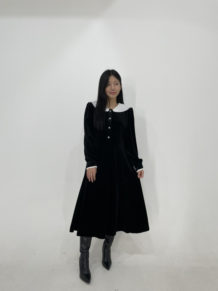 ANNA VERRY-P韓國代購㊣女士新款熱賣時尚人氣連衣裙天鵝絨ANNA VERRY-P連衣裙