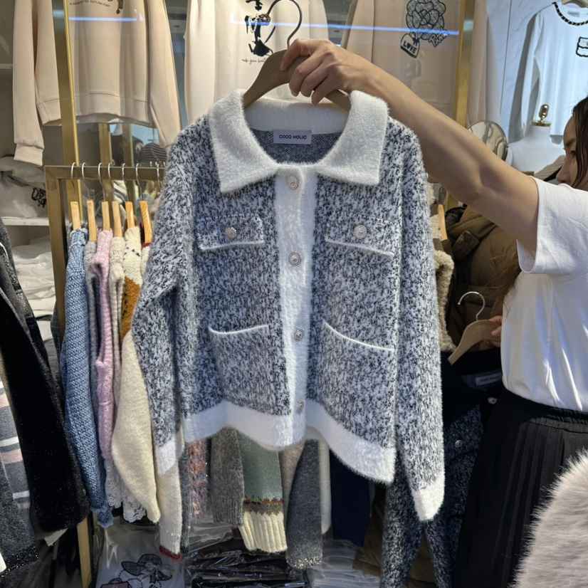 COCO HOLIC東大門㊣實拍女士新款25秋冬針織衫安哥拉羊毛開衫COCO HOLIC針織衫