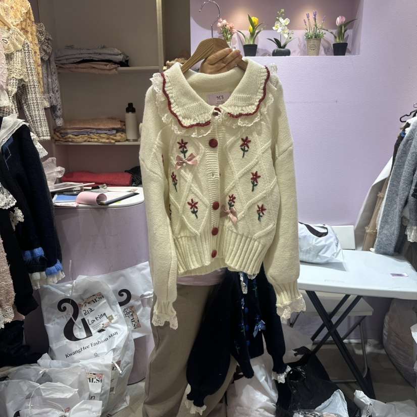 MS韓國直郵㊣女裝新品時尚25秋冬熱賣人氣職業休閑毛衣開衫MS毛衣