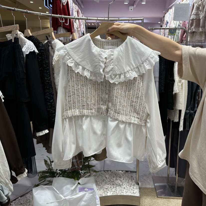 VIRUS韓國直郵㊣女士新品人氣時尚25秋冬推薦熱賣襯衫蕾絲衫VIRUS襯衫/蕾絲衫