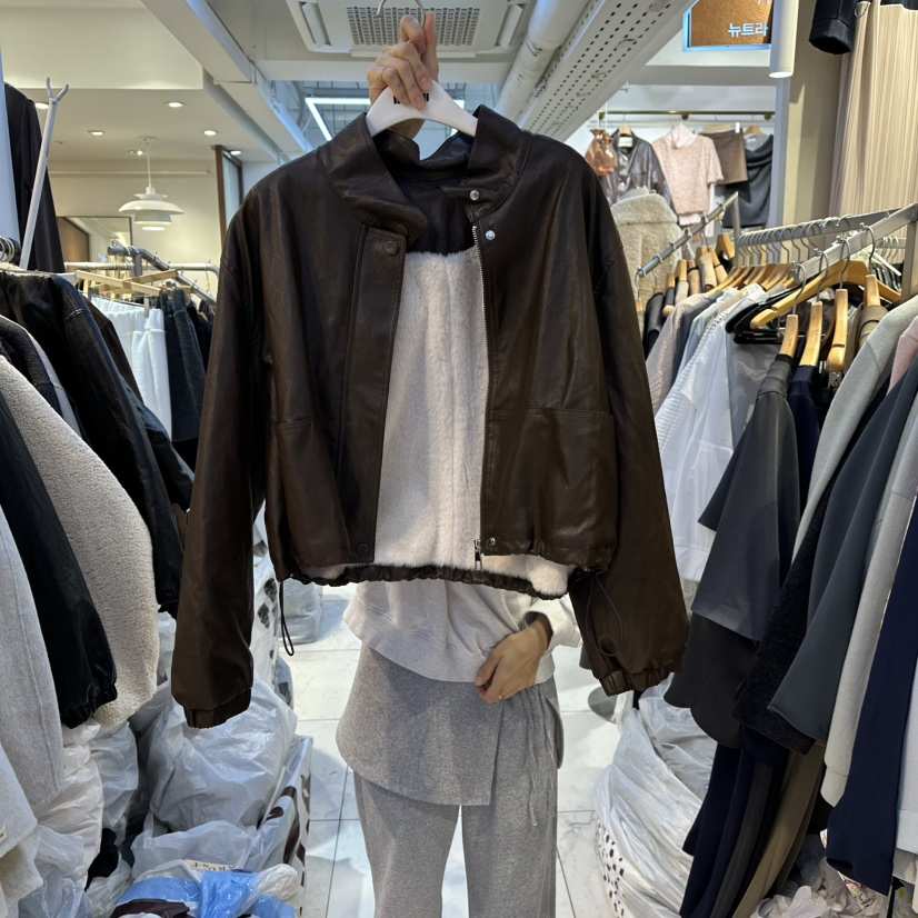 HARU-Q韓國代購㊣女裝新品時尚25秋冬推薦職業熱賣皮衣皮草HARU-Q皮衣