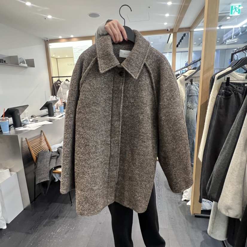 OBJECT東大門㊣代購女士新品人氣休閑熱賣時尚中長款大衣羊駝OBJECT中長款大衣