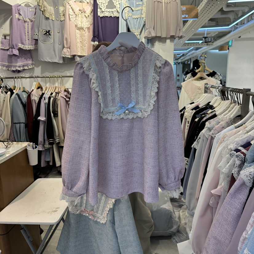 PAPA韓國直郵㊣女裝新款職業熱賣25秋冬人氣休閑襯衫蕾絲衫PaPa/HALMADE襯衫/蕾絲衫