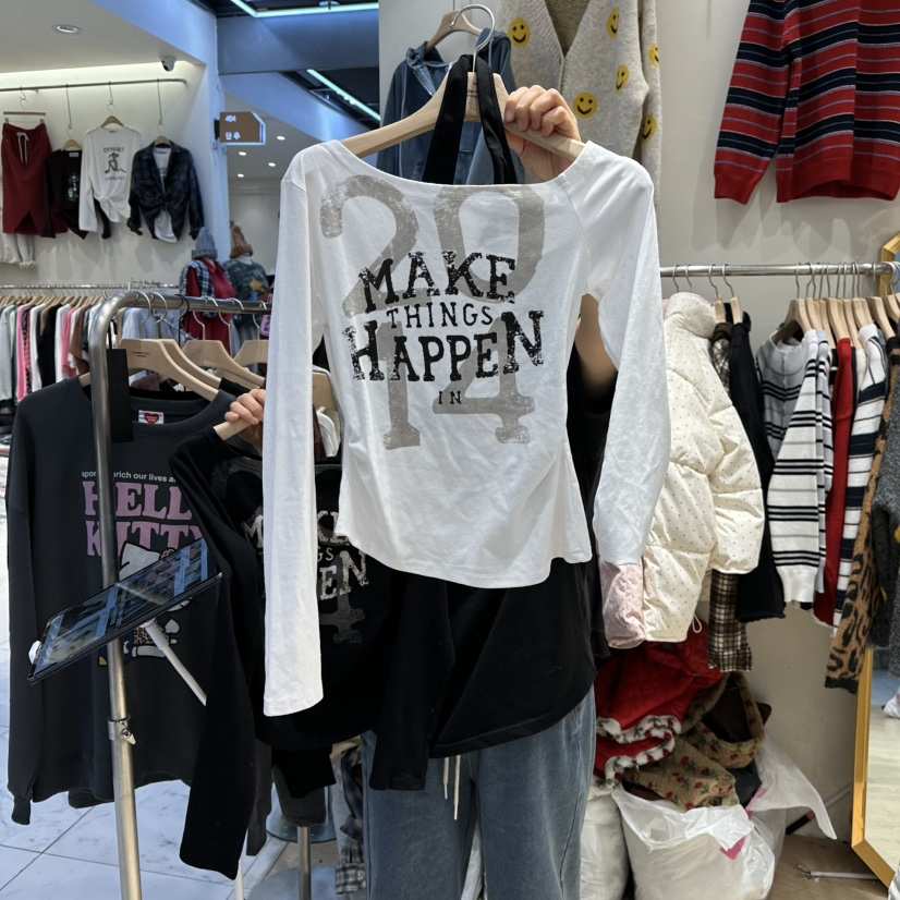 UNDERSTAR_VINTAGE東大門㊣代購女士新款人氣長袖T恤雙排扣UNDERSTAR_VINTAGE長袖T恤