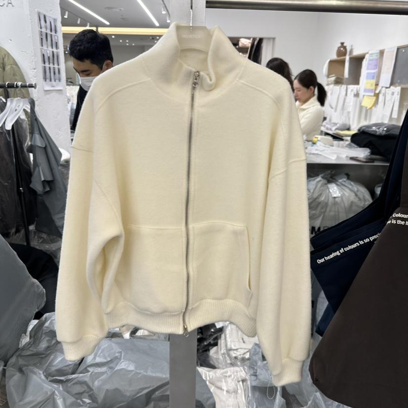 HELVETICA韓國直郵㊣女裝新品人氣職業夾克羊毛拉鏈高領混紡HELVETICA夾克