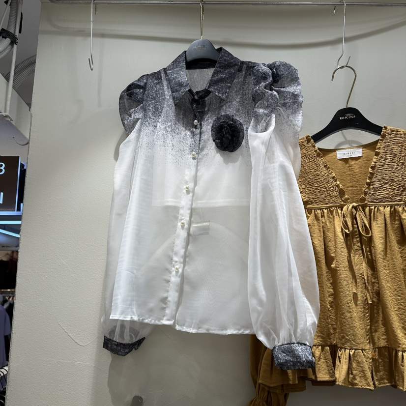 BIKINI韓國直郵㊣女裝新品25秋冬職業人氣時尚熱賣襯衫蕾絲衫BIKINI襯衫/蕾絲衫