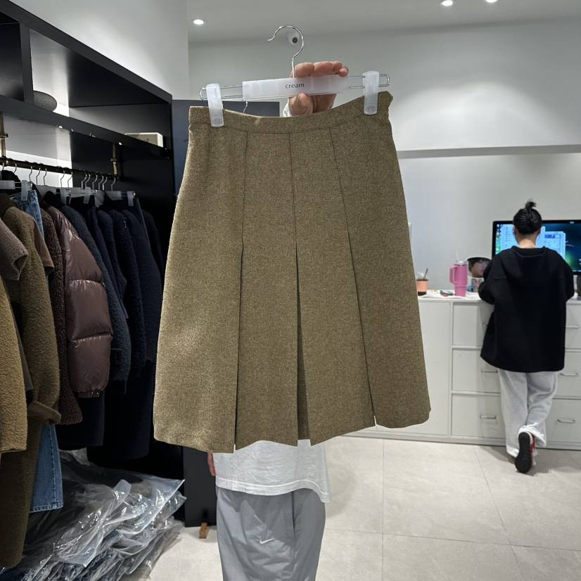 CREAM-P韓國直郵㊣女裝新品職業熱賣人氣半身裙中短裙褶裙CREAM-P半身裙/中短裙