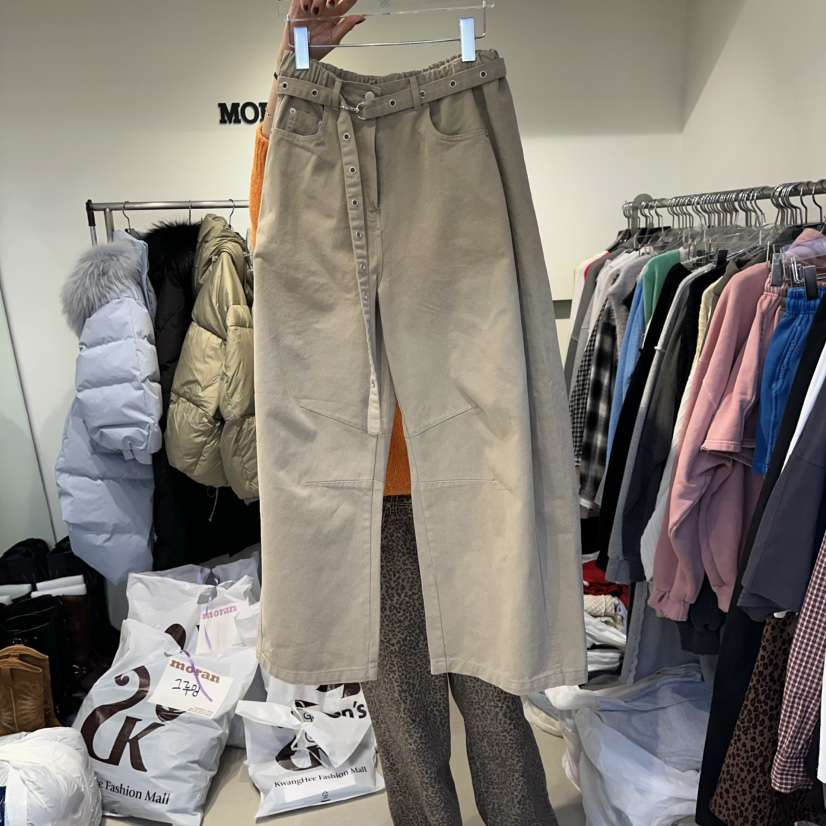 MORAN東大門㊣代購女裝新款時尚推薦人氣熱賣職業休閑褲含腰帶MORAN/MOSCO休閑褲