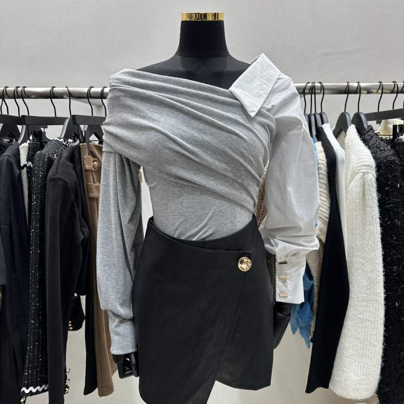 LOTTIMO東大門㊣直郵女裝新品25秋冬時尚職業長袖T恤假兩件LOTTIMO長袖T恤