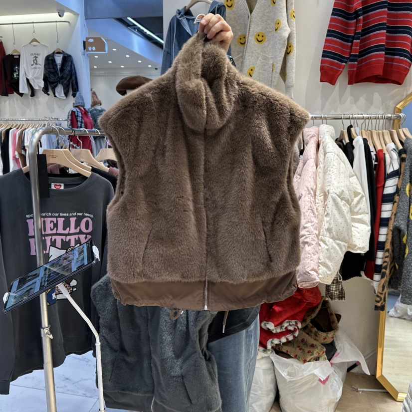 UNDERSTAR_VINTAGE韓國代購㊣女裝新品休閑時尚馬甲貂皮雙面UNDERSTAR_VINTAGE馬甲