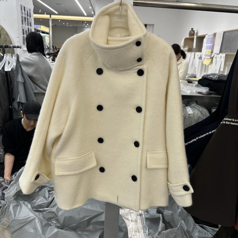 HELVETICA韓國直郵㊣女士新品25秋冬休閑時尚推薦短款大衣羊駝HELVETICA短款大衣