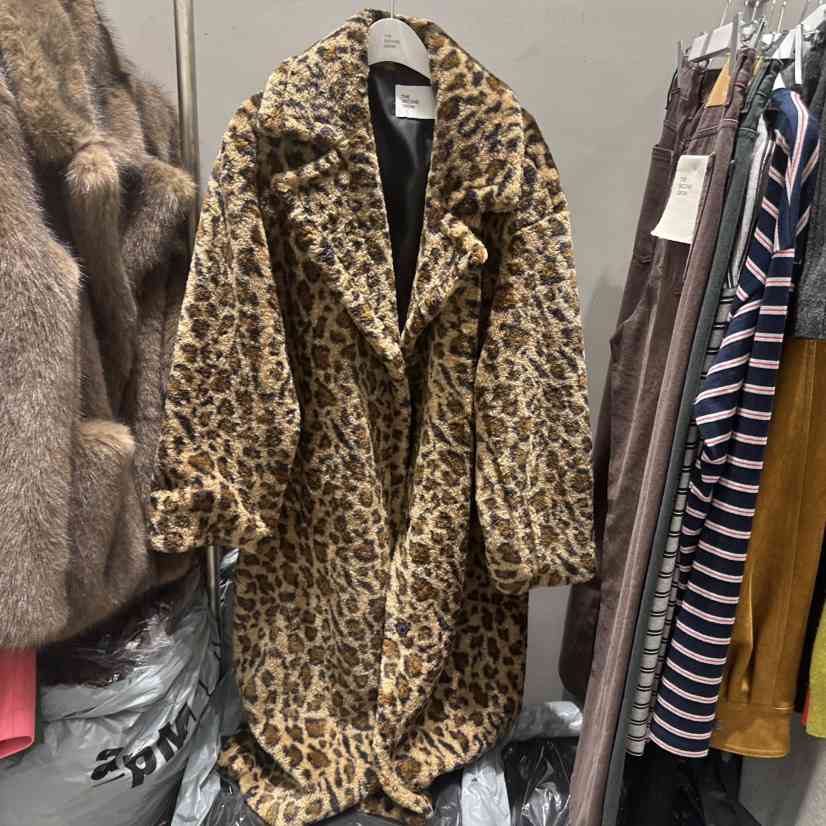 THE SECOND GROW韓國直郵㊣女士新品職業人氣中長款大衣豹紋THE SECOND GROW中長款大衣