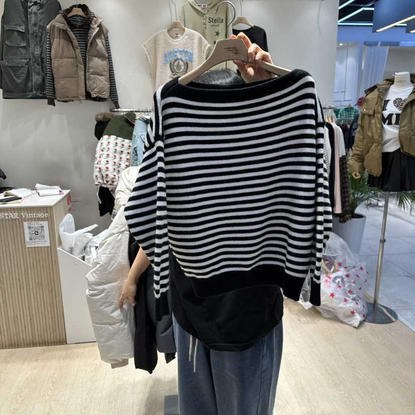 UNDERSTAR_VINTAGE東大門㊣代購女士新品推薦職業針織衫露肩UNDERSTAR_VINTAGE針織衫