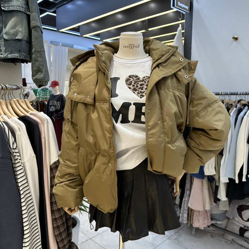 UNDERSTAR_VINTAGE韓國代購㊣女裝新款熱賣短款羽絨服填充連帽UNDERSTAR_VINTAGE短款羽絨服
