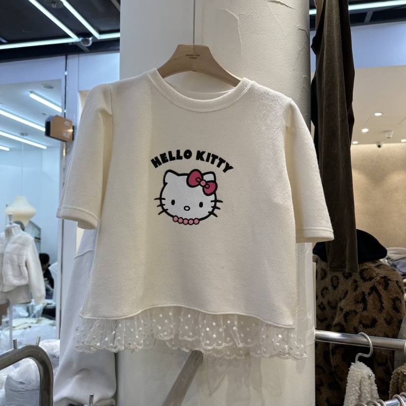 UNDERSTAR_VINTAGE東大門㊣直郵女裝新品25秋冬T恤泡泡袖蕾絲UNDERSTAR_VINTAGET恤