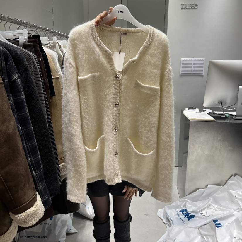NUESE東大門㊣實拍女裝新款職業休閑25秋冬人氣推薦毛衣V領NUESE毛衣