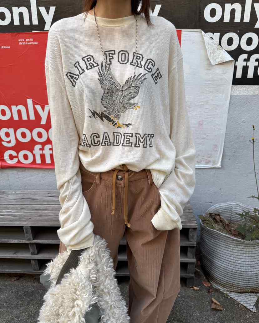 FRANC—L東大門㊣代購女士新款熱賣休閑人氣真品長袖T恤華夫格FRANC長袖T恤