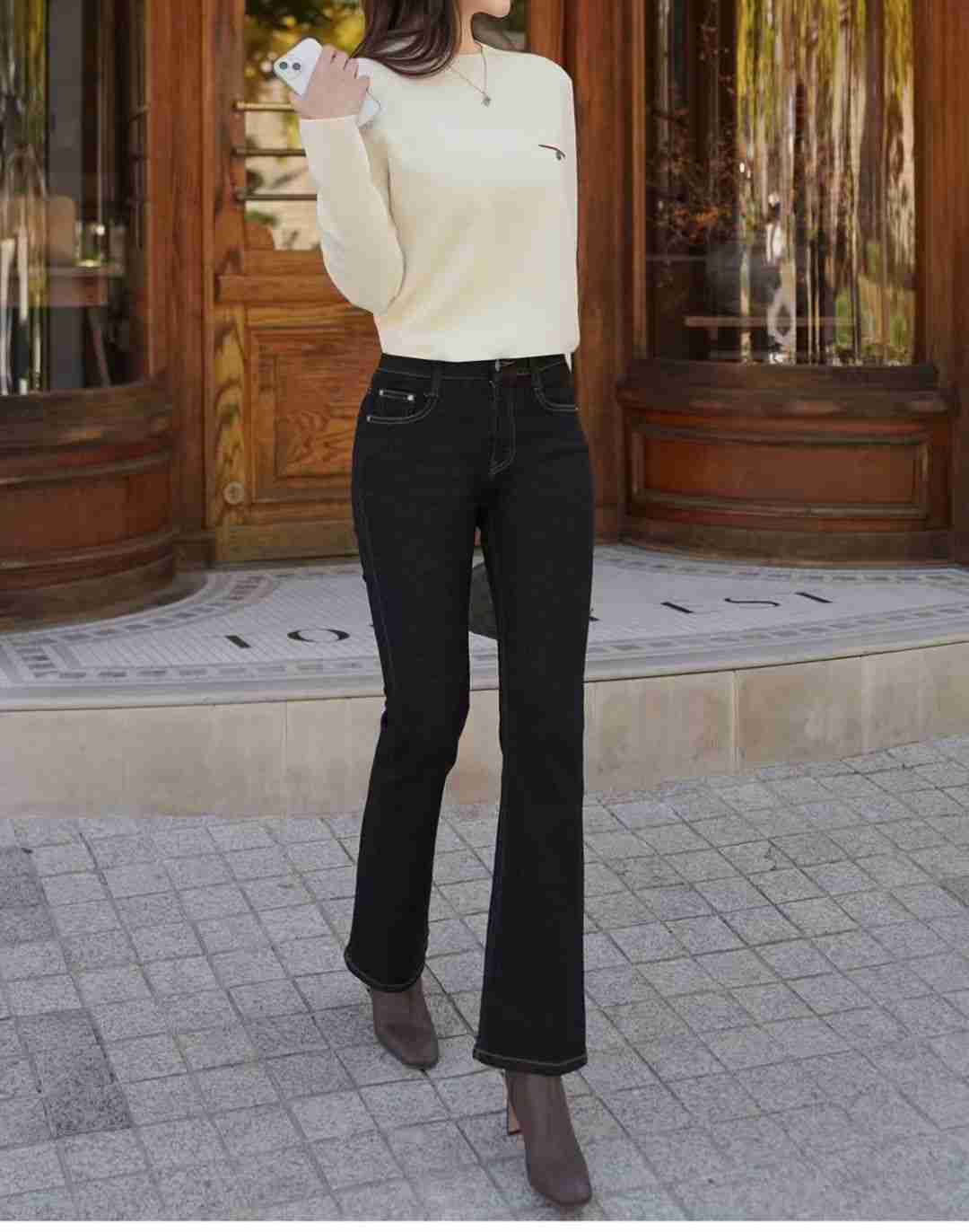 UB 40東大門㊣代購女裝新款人氣時尚推薦職業休閑牛仔褲拉絨UB 40牛仔褲