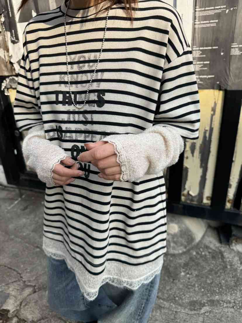 FRANC—L韓國直郵㊣女士新款真品時尚休閑長袖T恤假兩件條紋FRANC長袖T恤