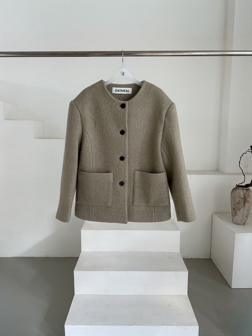 OATMEAL東大門㊣直郵女裝新款推薦人氣熱賣休閑短款大衣羊駝OATMEAL短款大衣