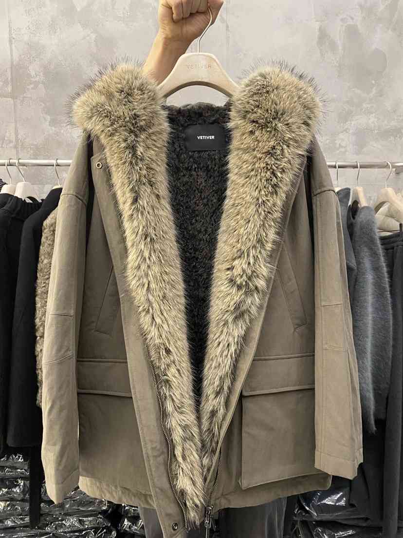 THE VETIVER-A東大門㊣直郵女士新品職業人氣短款大衣皮草VETIVER短款大衣
