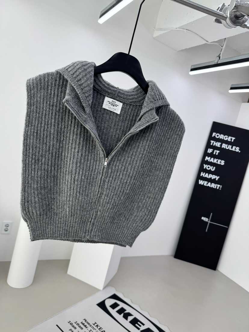 RED-A東大門㊣直郵女裝新款25秋冬人氣針織衫拉鏈保暖連帽RED-A針織衫