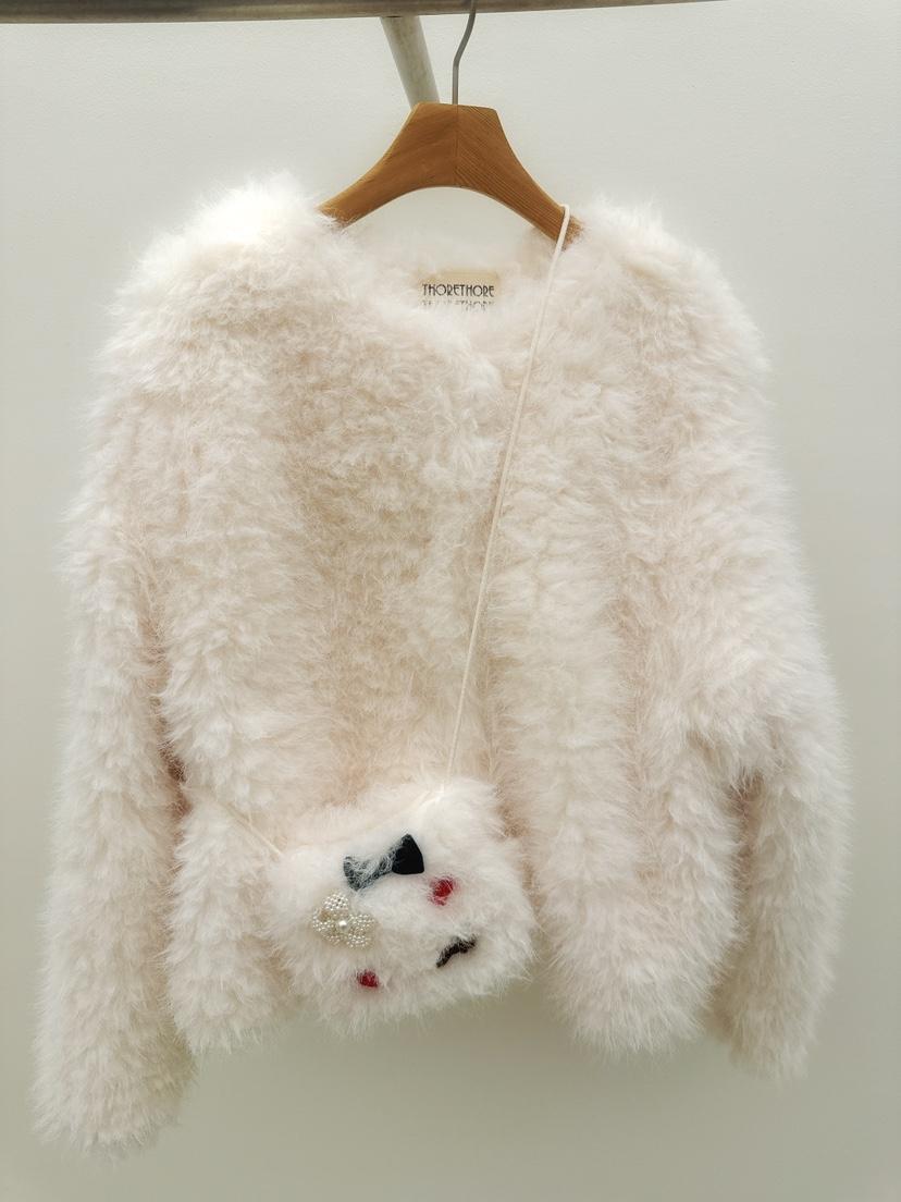 THORE東大門㊣直郵女裝新品熱賣推薦25秋冬短款大衣皮草含包THORE短款大衣