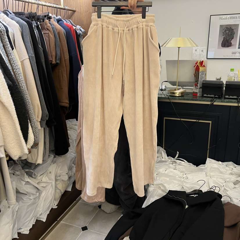 VIRKIN韓國代購㊣女裝新品熱賣時尚休閑職業推薦休閑褲絲絨褲VIRKIN休閑褲