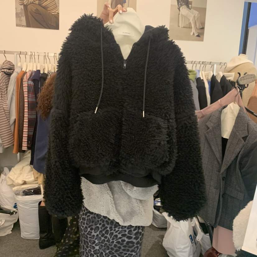 SALONDEMAG韓國代購㊣女裝新品人氣時尚休閑短款大衣泰迪熊SALONDEMAG短款大衣