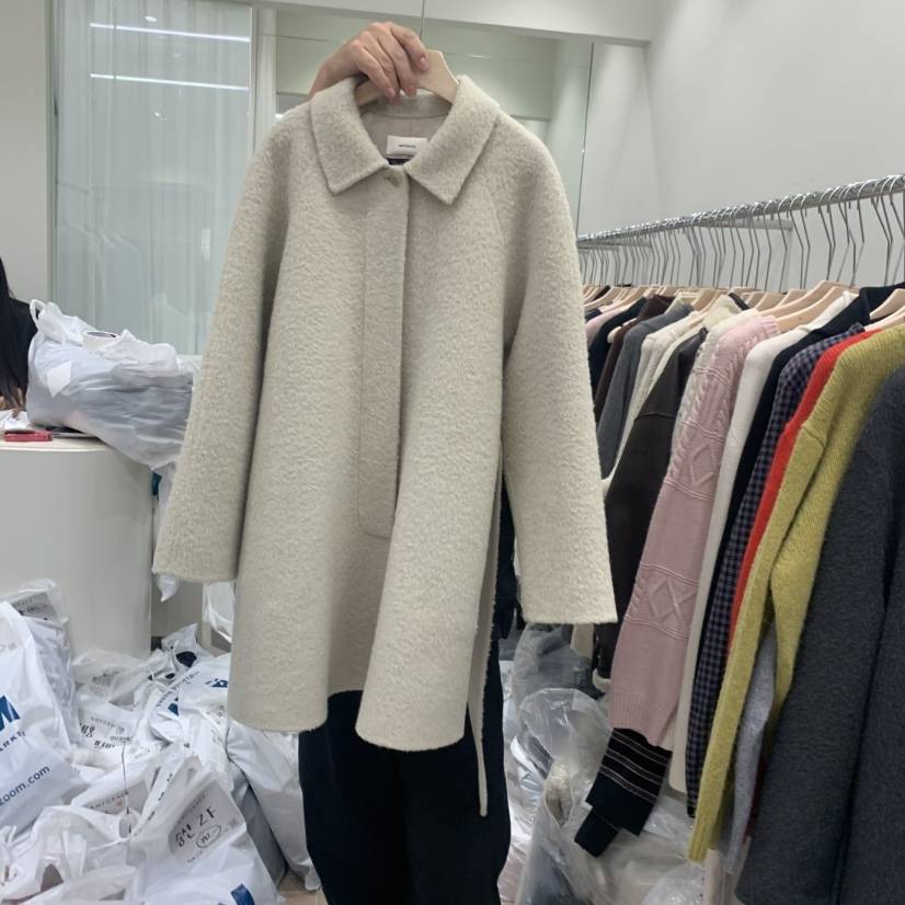 AMY GRACE東大門㊣直郵女裝新款熱賣時尚中長款大衣含腰帶AMY GRACE中長款大衣