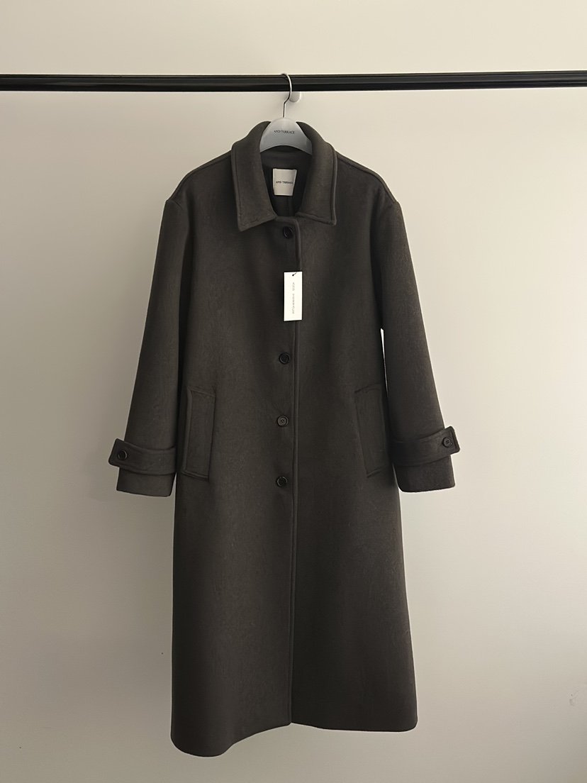 ANDTERRACE韓國代購㊣女士新品推薦時尚25秋冬熱賣中長款大衣ANDTERRACE中長款大衣
