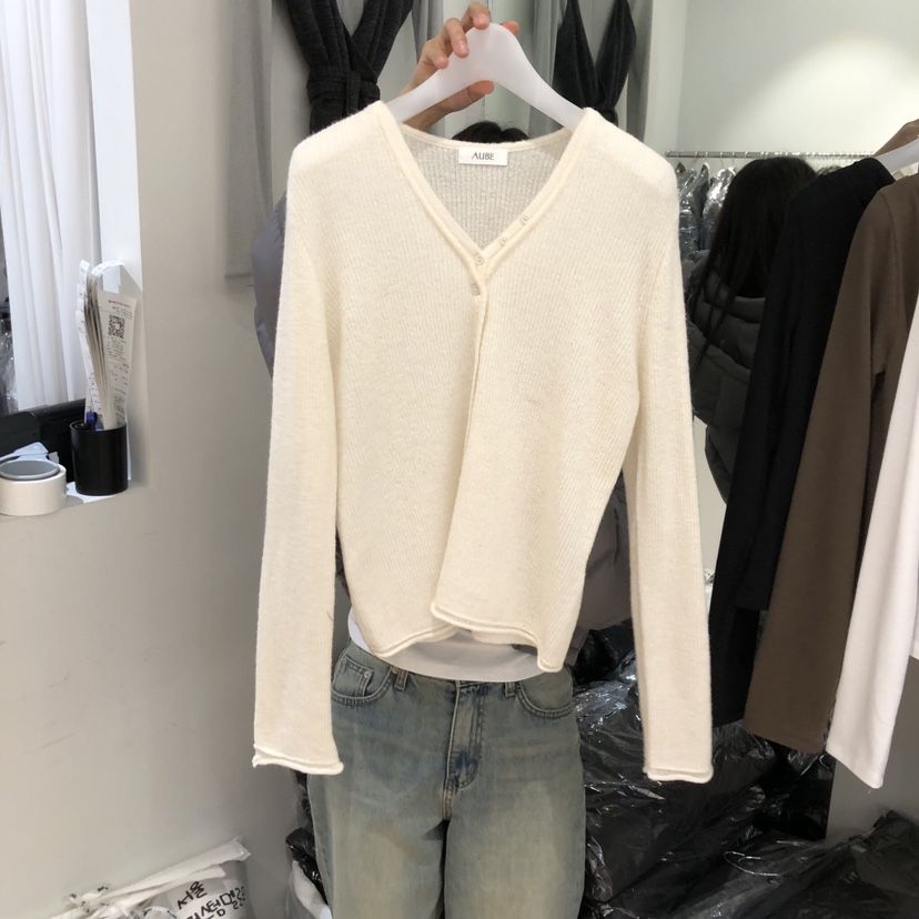 AUBE韓國直郵㊣女裝新品推薦時尚職業人氣熱賣25秋冬針織衫羊駝AUBE針織衫