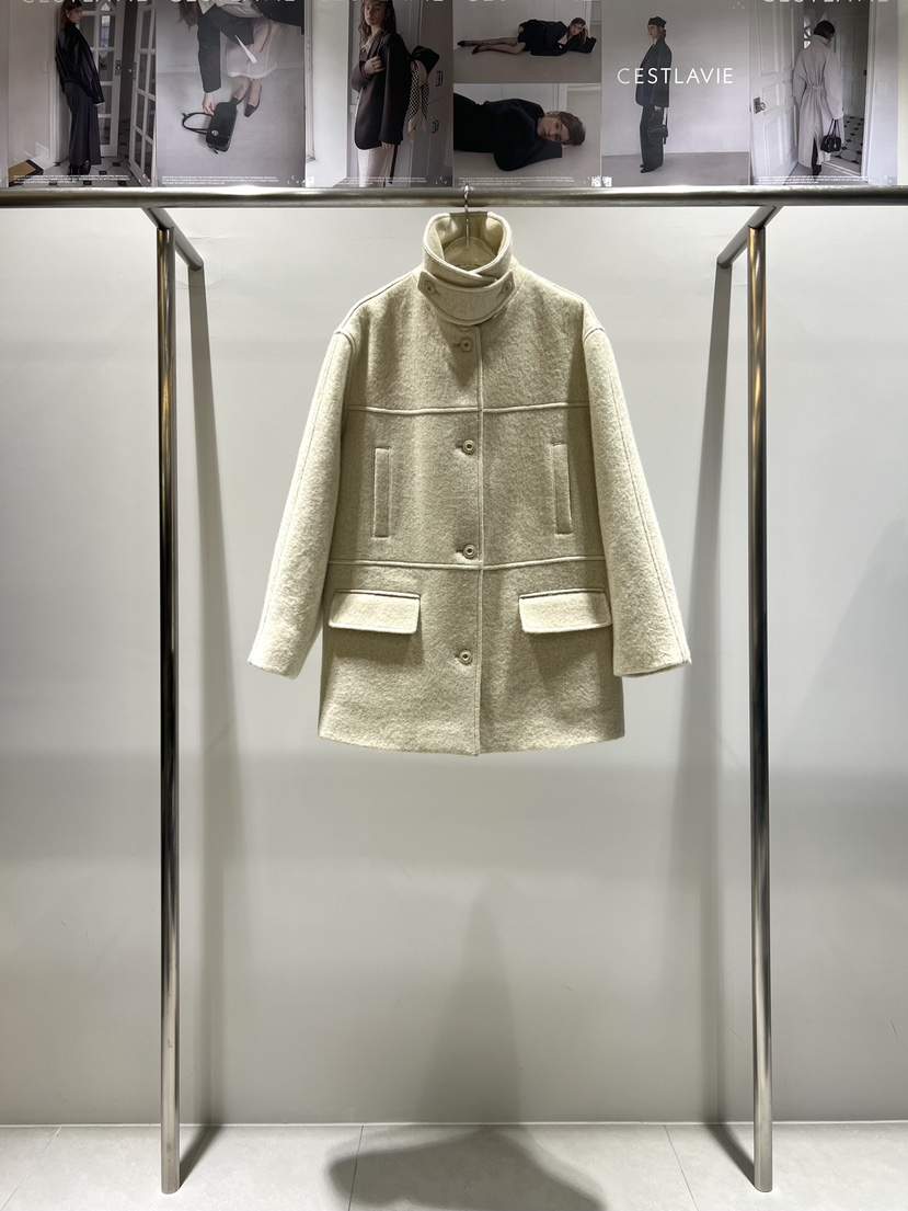 CESTLAVIE東大門㊣代購女裝新款時尚熱賣推薦25秋冬短款大衣羊駝CESTLAVIE短款大衣