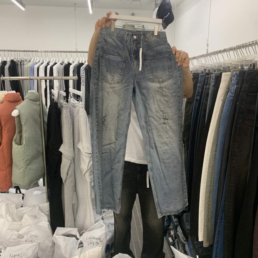 WELLDONEMINED東大門㊣代購女裝新品休閑時尚推薦熱賣牛仔褲WELLDONEMINED牛仔褲