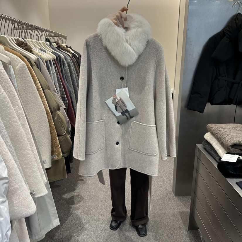 ALTER東大門㊣實拍女士新品人氣職業25秋冬中長款大衣含腰帶狐貍Alter中長款大衣