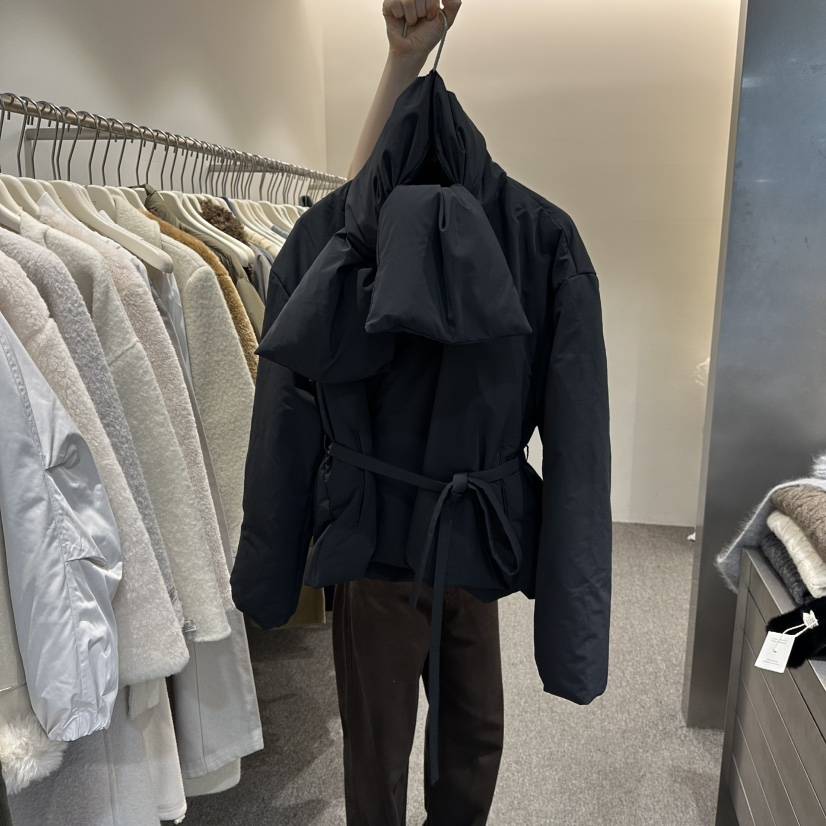 ALTER東大門㊣實拍女裝新品推薦職業休閑短款羽絨服含腰帶圍巾Alter短款羽絨服