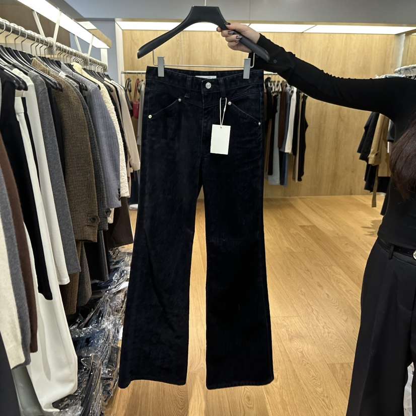 LEFANCY東大門㊣代購女士新品時尚推薦職業熱賣牛仔褲天鵝絨LEFANCY牛仔褲