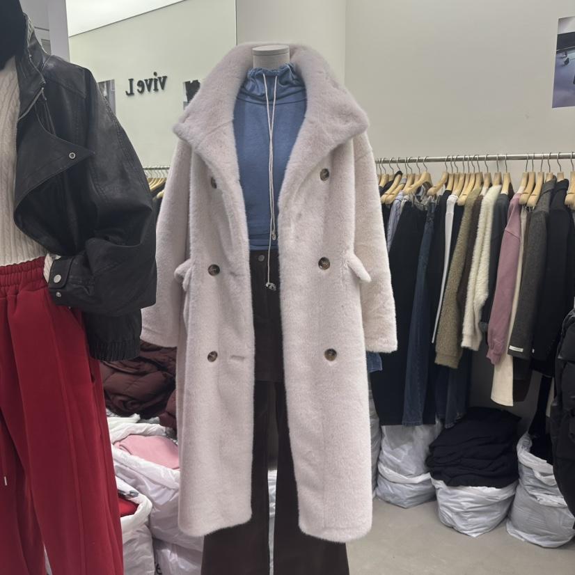 VIVEL東大門㊣直郵女士新品人氣休閑推薦中長款大衣皮草雙層VIVEL中長款大衣