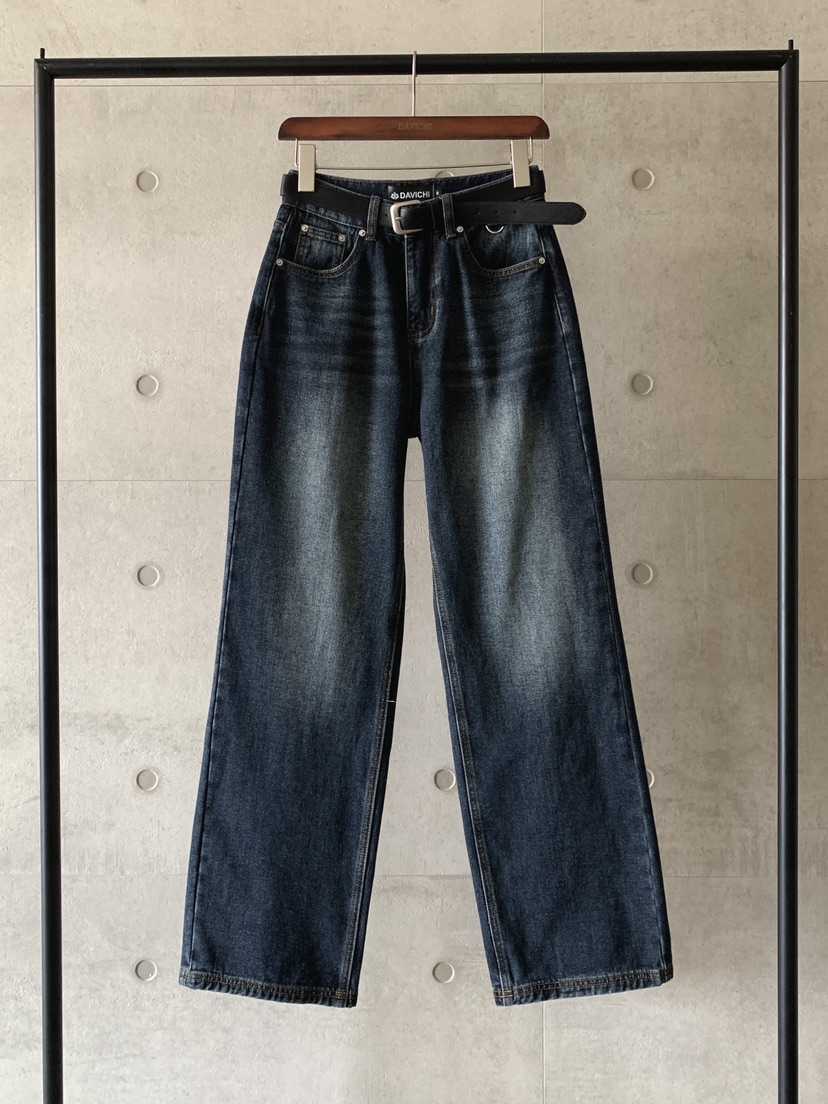 DAVICHI東大門㊣代購女士新款熱賣人氣牛仔褲含隨機腰帶拉絨DAVICHI牛仔褲