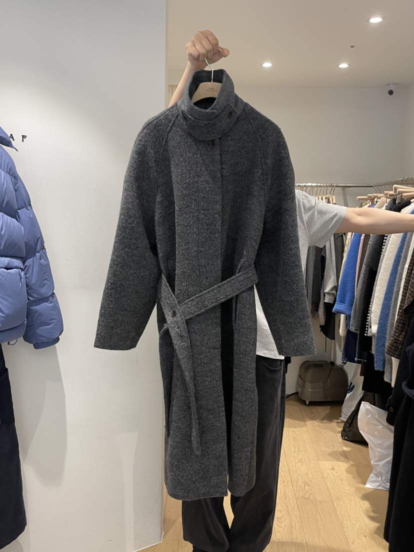 TAF韓國直郵㊣女士新款時尚推薦25秋冬人氣中長款大衣含腰帶TAF中長款大衣