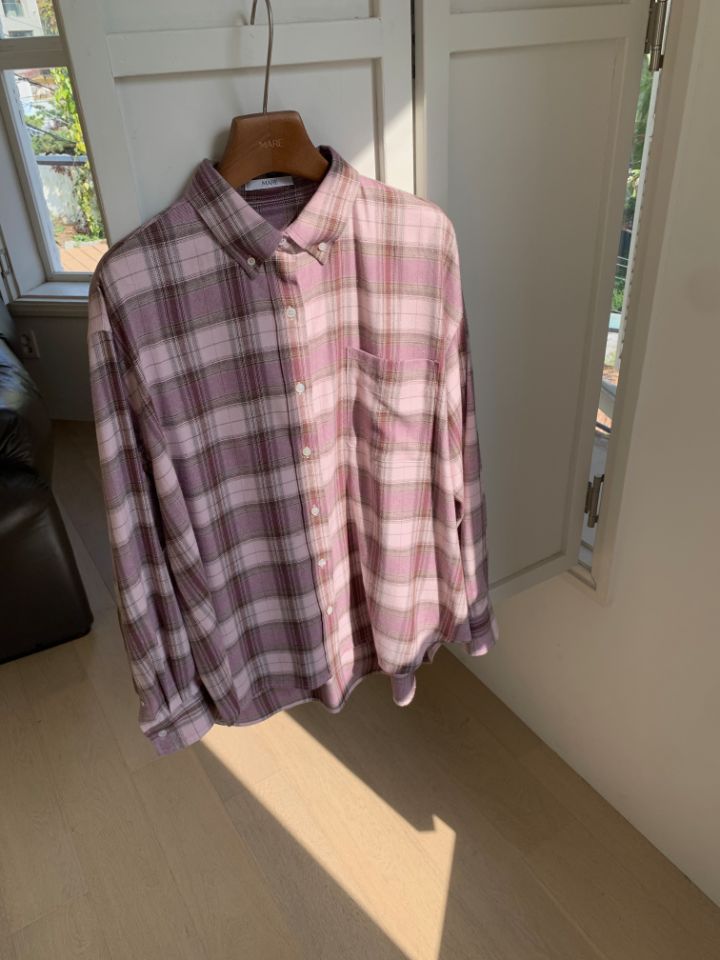 MARE東大門㊣實拍女裝新款25秋冬時尚襯衫蕾絲衫法蘭絨格子MARE襯衫/蕾絲衫