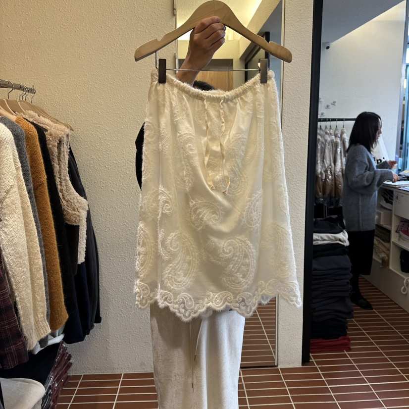 CHOI-L韓國直郵㊣女士新品休閑推薦時尚職業半身裙中短裙蕾絲CHOI半身裙/中短裙