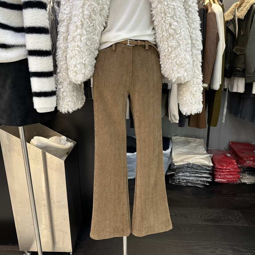 FLAMME TOIT東大門㊣代購女裝新品25秋冬休閑褲不含腰帶喇叭FLAMME TOIT休閑褲