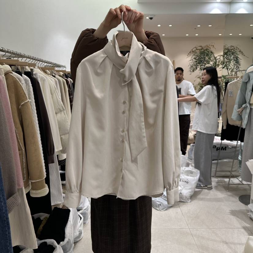 GRACIA韓國代購㊣女士新款熱賣休閑時尚人氣襯衫蕾絲衫含圍巾GRACIA襯衫/蕾絲衫