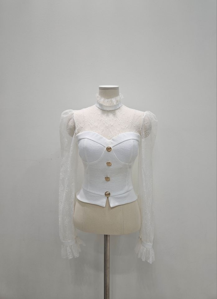 HIGH HEELS韓國直郵㊣女裝新品時尚熱賣25秋冬推薦襯衫蕾絲衫HIGH HEELS襯衫/蕾絲衫