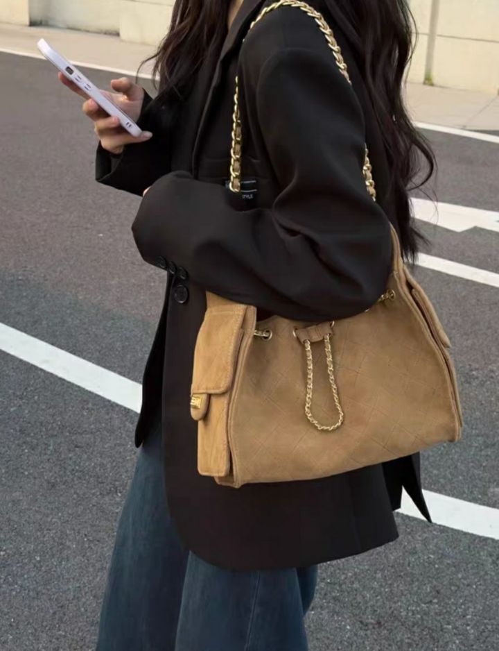 TROUVAILLE韓國直郵㊣女士新款推薦休閑熱賣單肩斜跨包牛皮絨TROUVAILLE單肩/斜跨包