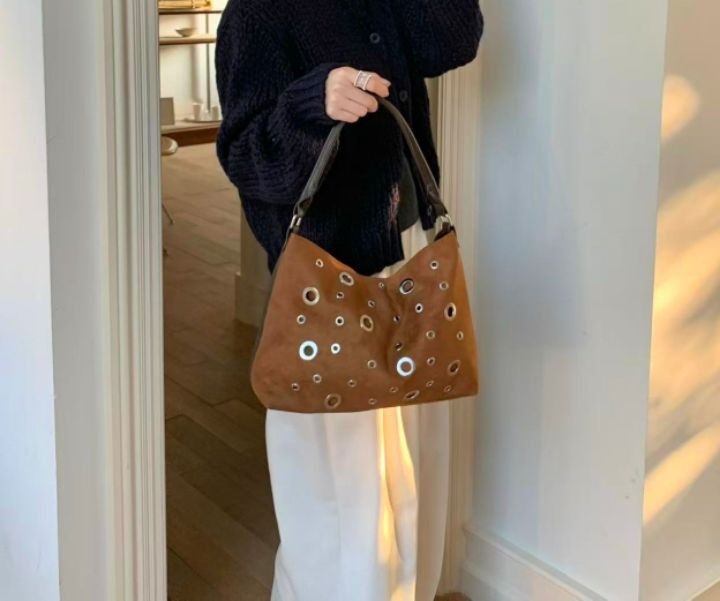 TROUVAILLE韓國代購㊣女士新款熱賣休閑職業單肩斜跨包麂皮TROUVAILLE單肩/斜跨包