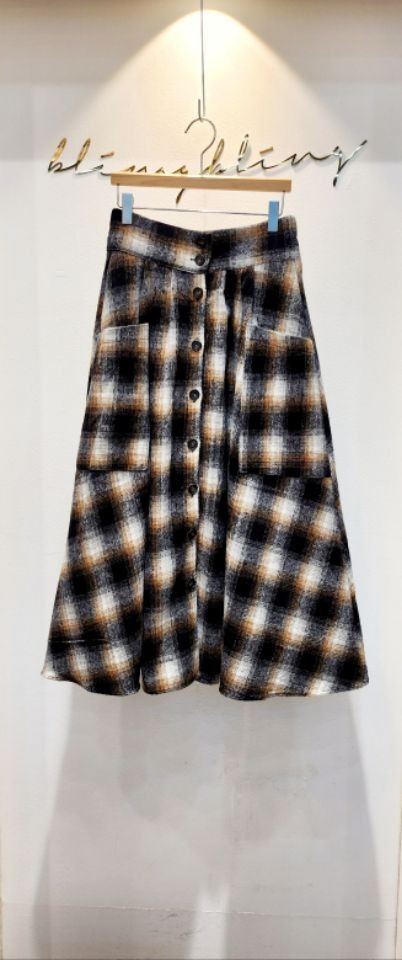 BLING BLING-S東大門㊣代購女裝新品時尚熱賣長裙羊毛格子BLING BLING-S長裙