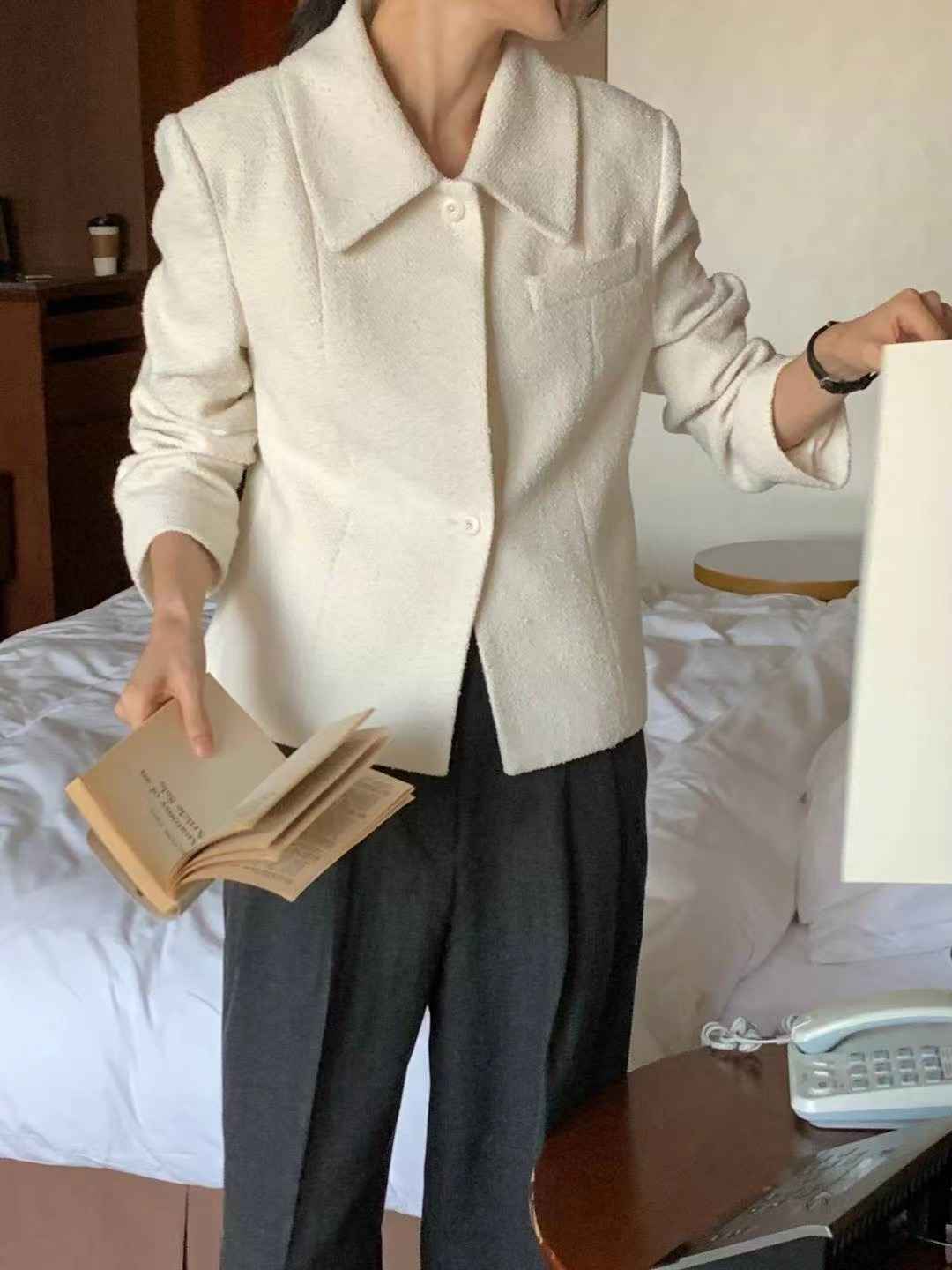 FLUTTER東大門㊣直郵女士新款職業人氣熱賣休閑推薦夾克花呢FLUTTER/INOUF夾克