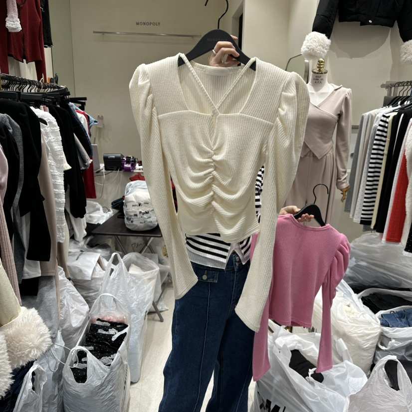 MONOPOLY東大門㊣代購女裝新品熱賣休閑時尚推薦職業長袖T恤MONO_POLY長袖T恤